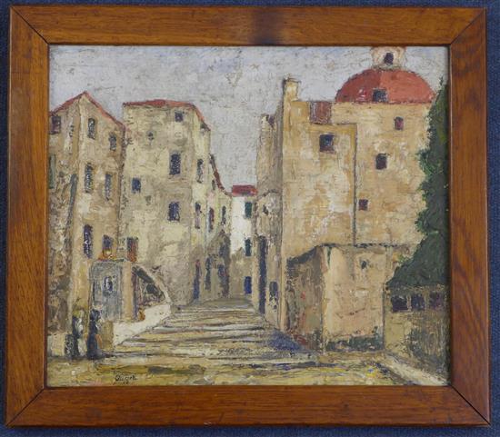 Alphonse Quizet (French, 1885-1955) Street scene 11.5 x 13.5in.
